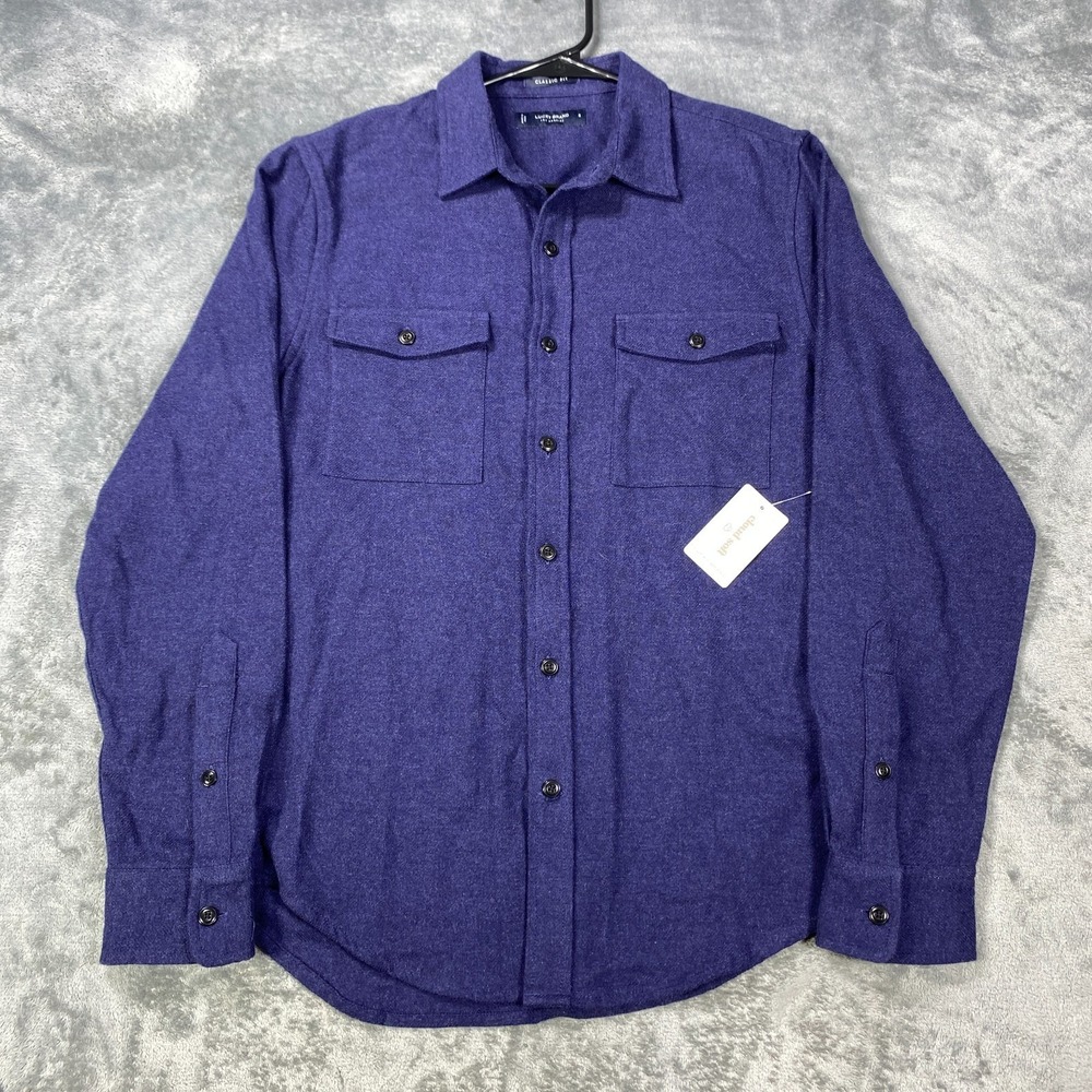 Lucky Brand Cloud Soft Flannel Shirt Blue Men Small Twill Cotton Classic Fit NEW
